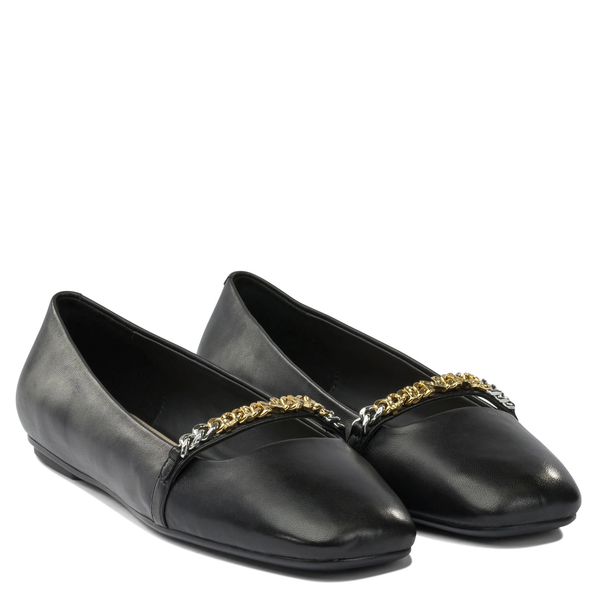Leather ballet flats with square toe