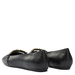 Leather ballet flats with square toe
