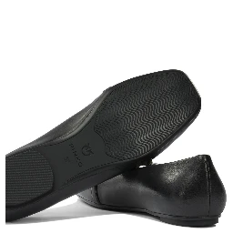 Leather ballet flats with square toe