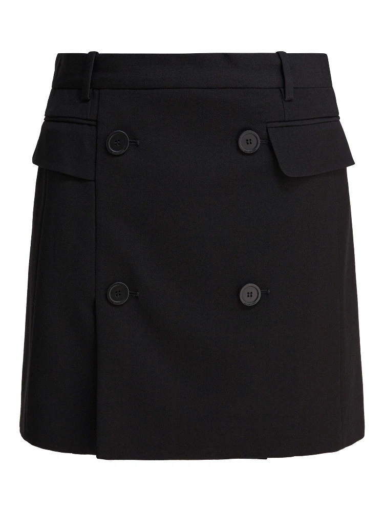 Viscose and wool twill miniskirt