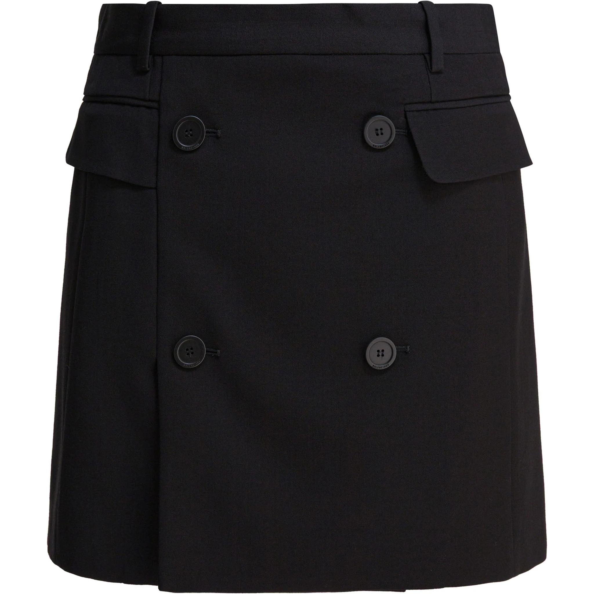 Viscose and wool twill miniskirt