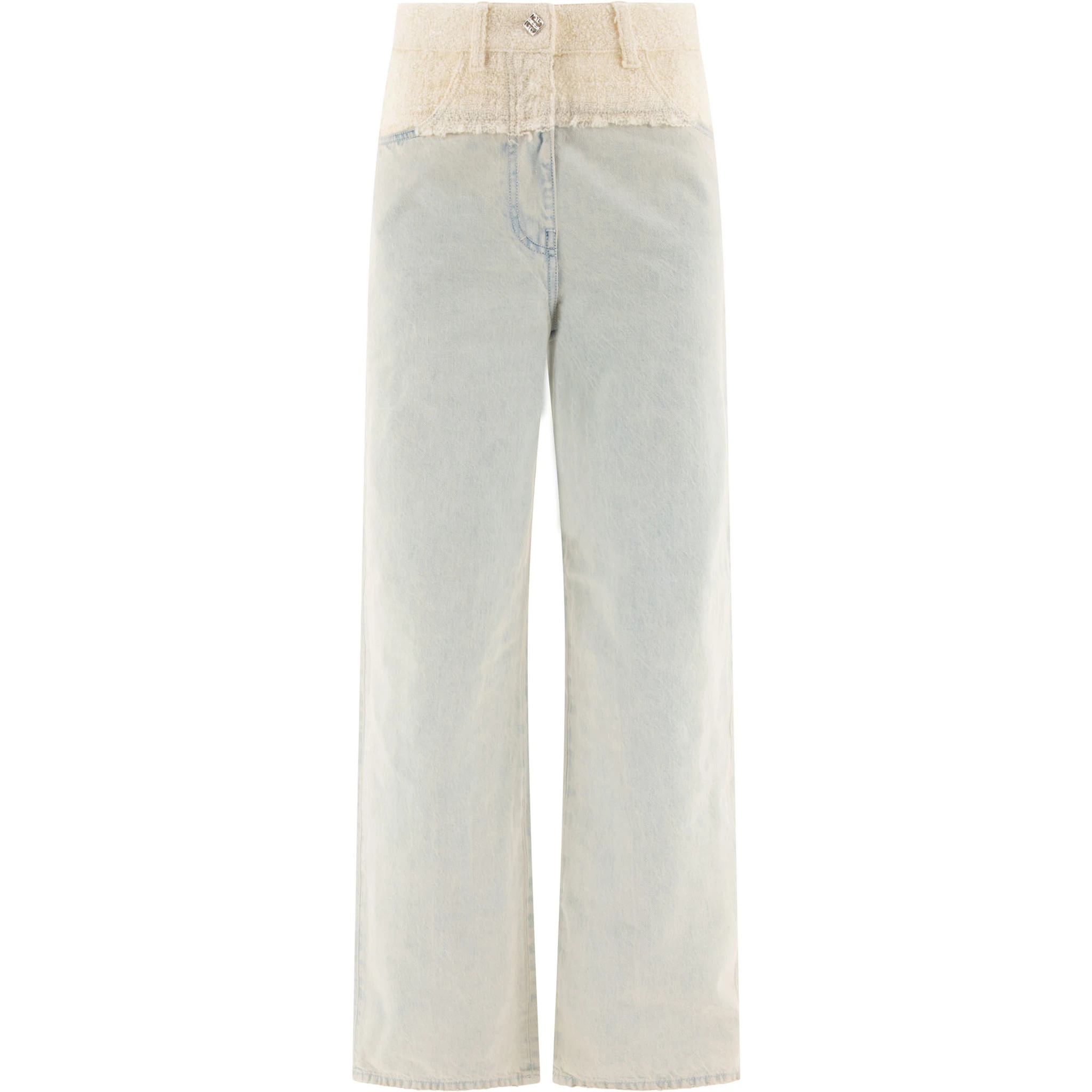 Oversized denim and tweed mixed jeans with 4G detail