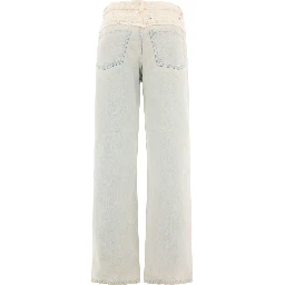 Oversized denim and tweed mixed jeans with 4G detail