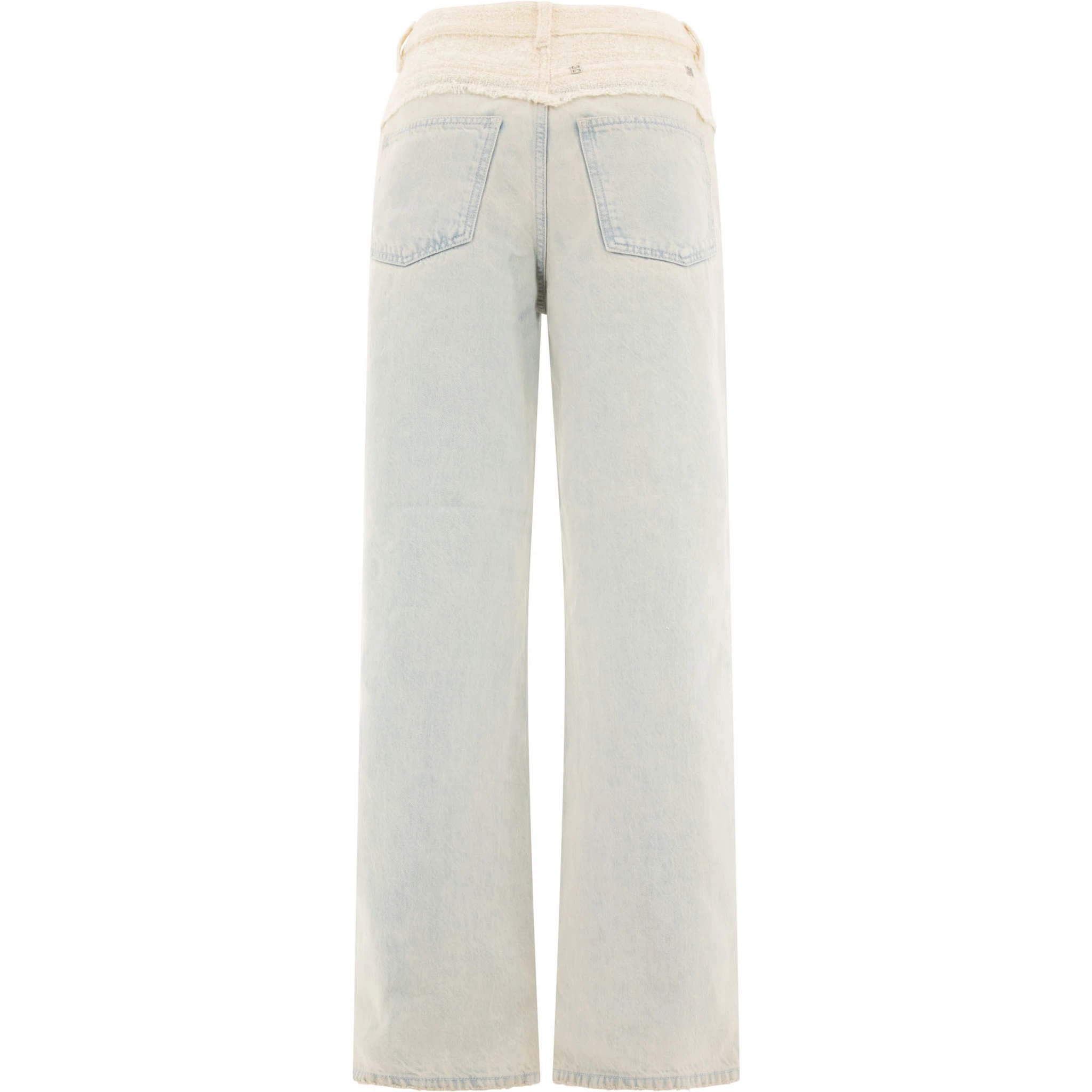 Oversized denim and tweed mixed jeans with 4G detail