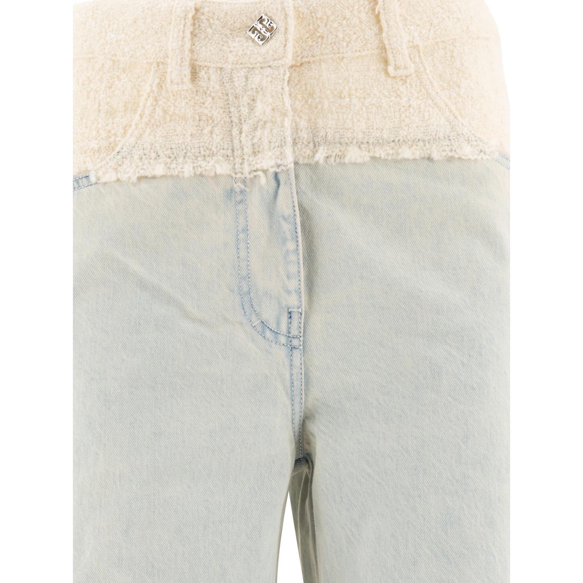 Oversized denim and tweed mixed jeans with 4G detail