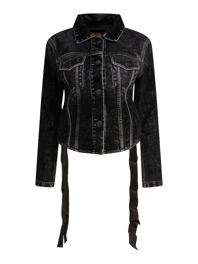 Denim jacket with laces