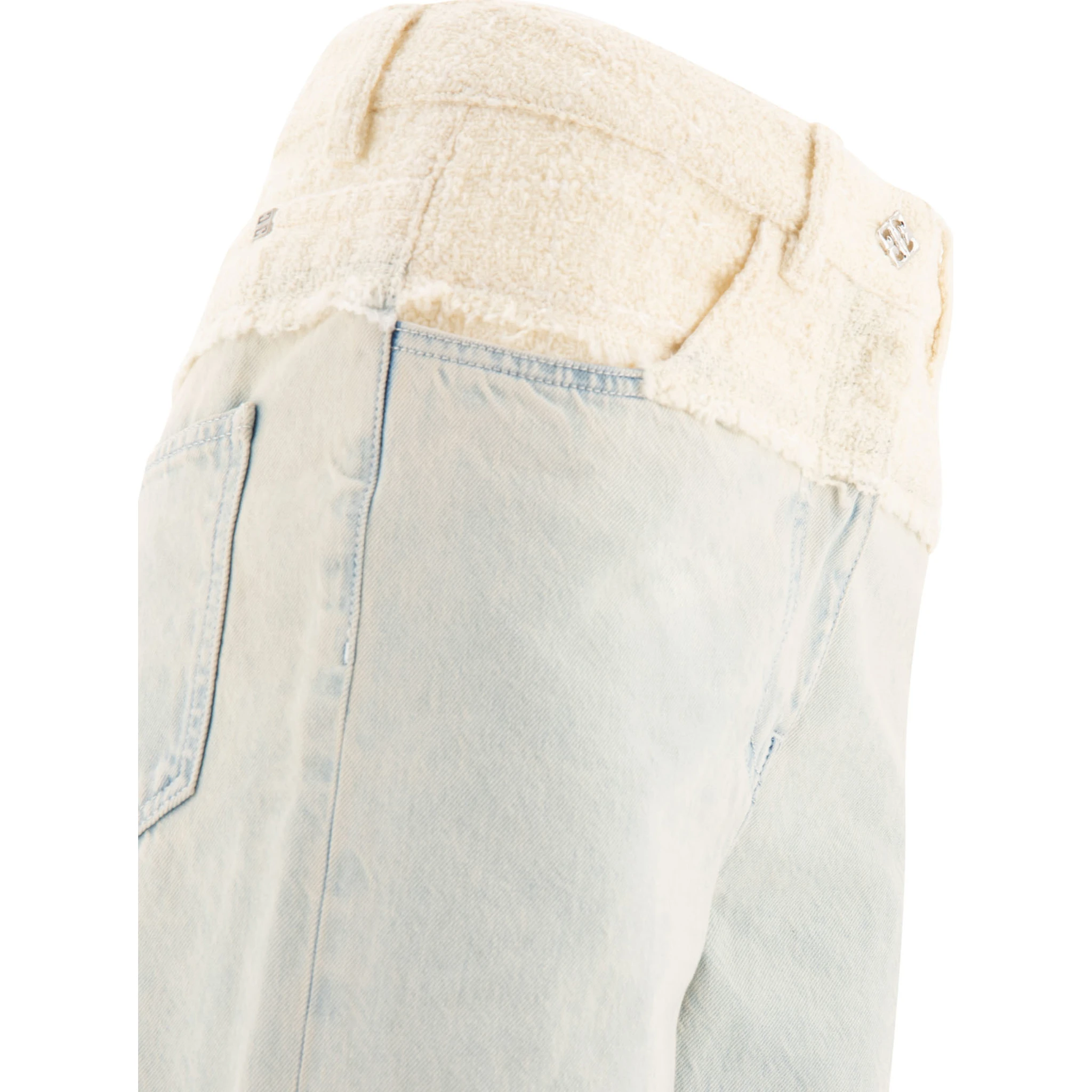 Oversized denim and tweed mixed jeans with 4G detail