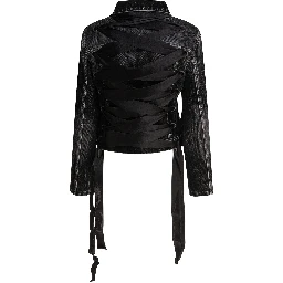 Denim jacket with laces