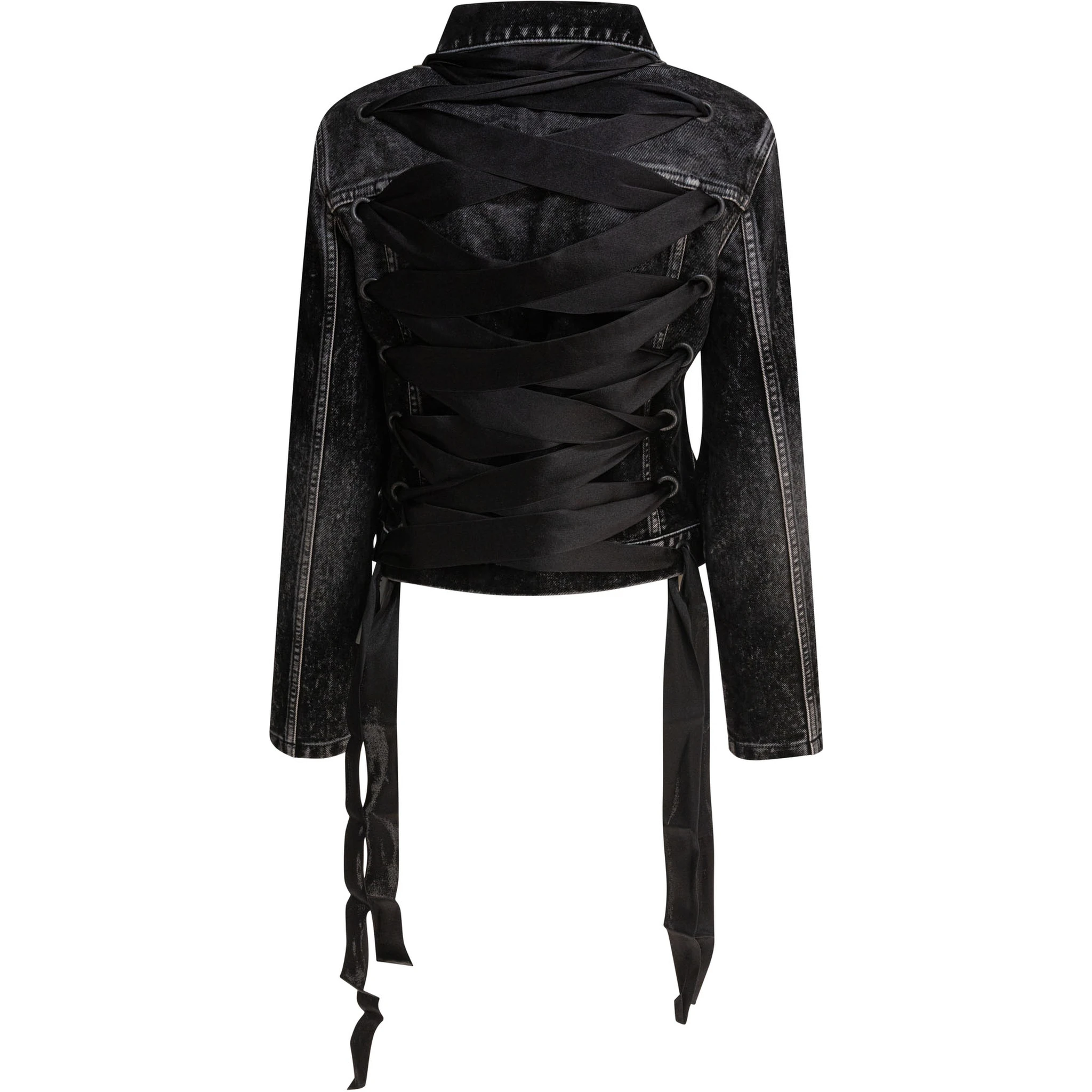 Denim jacket with laces