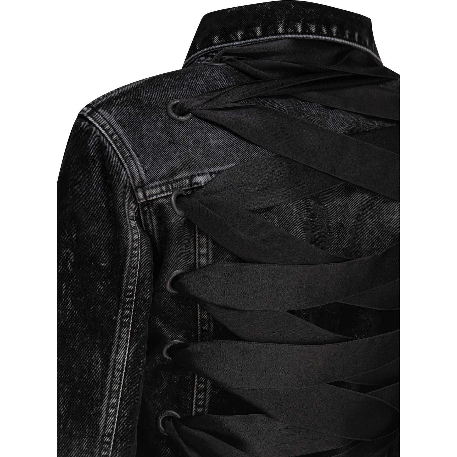 Denim jacket with laces