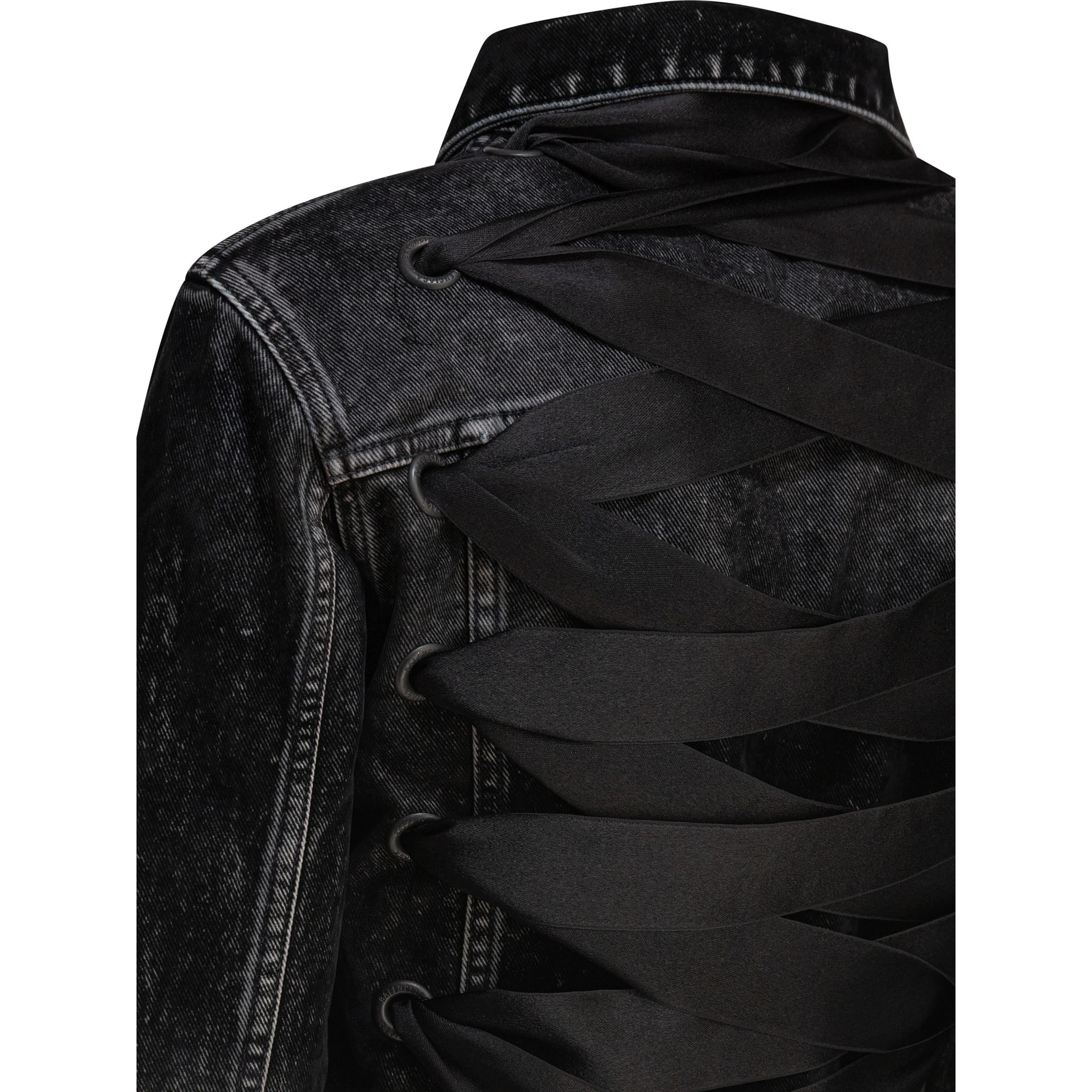 Denim jacket with laces