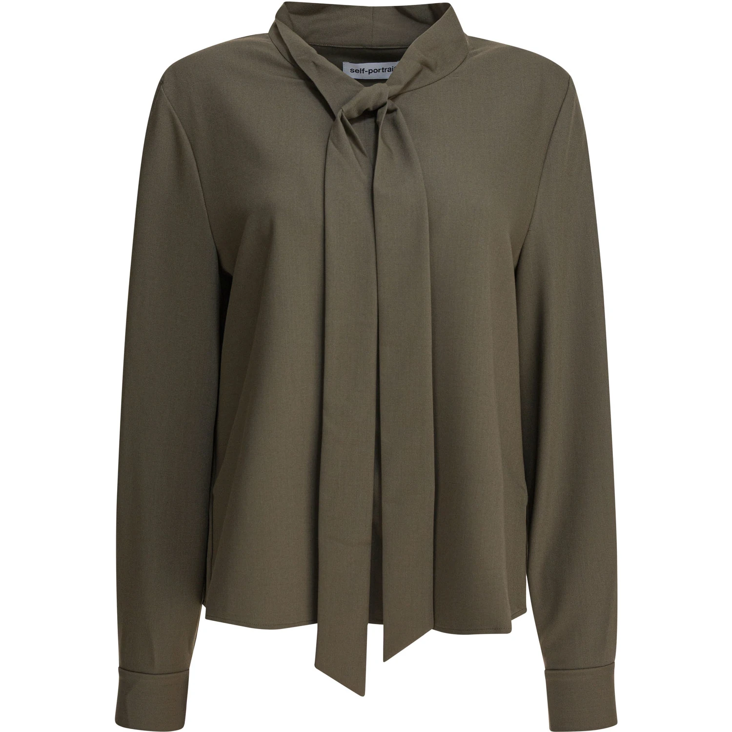 Twill blouse with bow collar