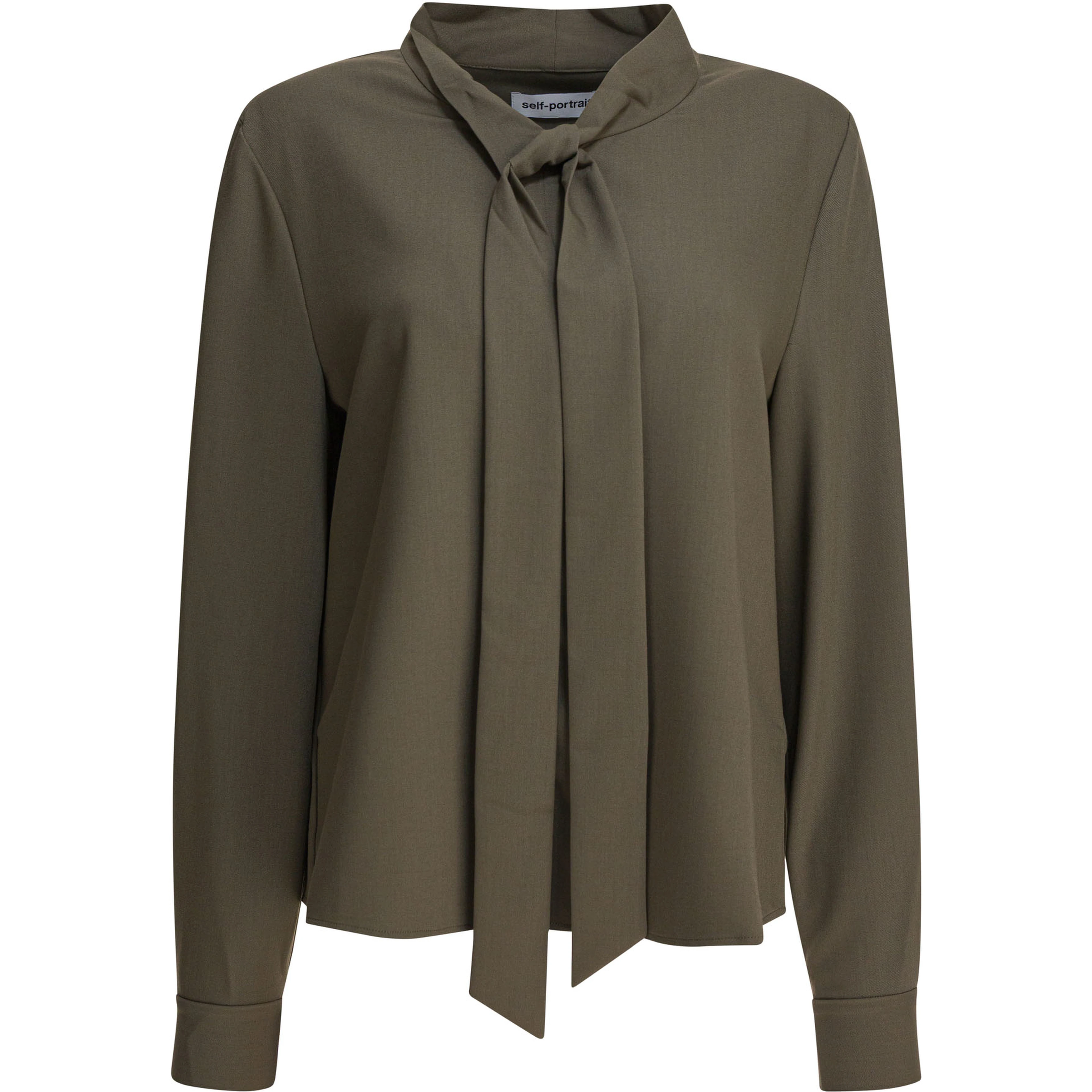 Twill blouse with bow collar