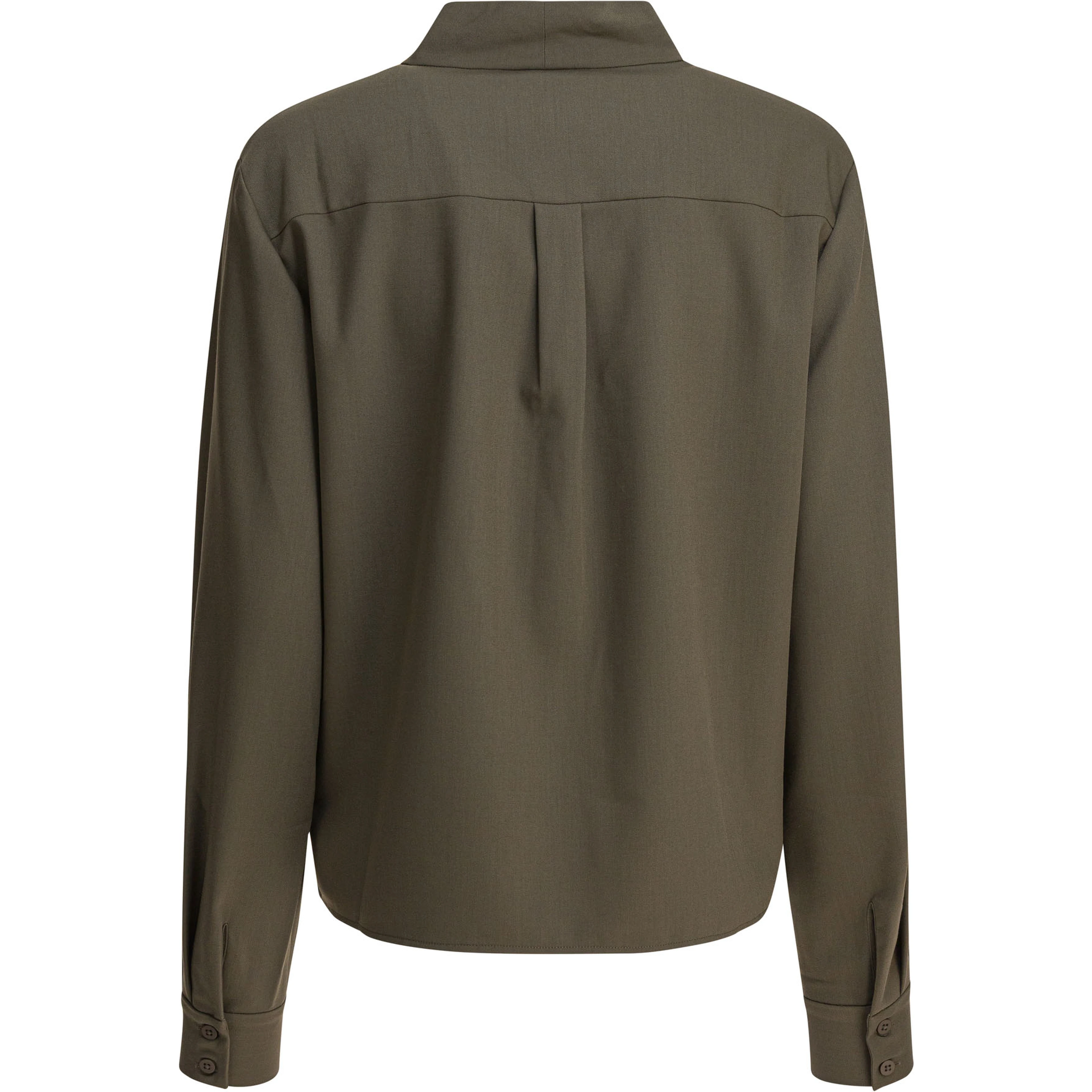 Twill blouse with bow collar