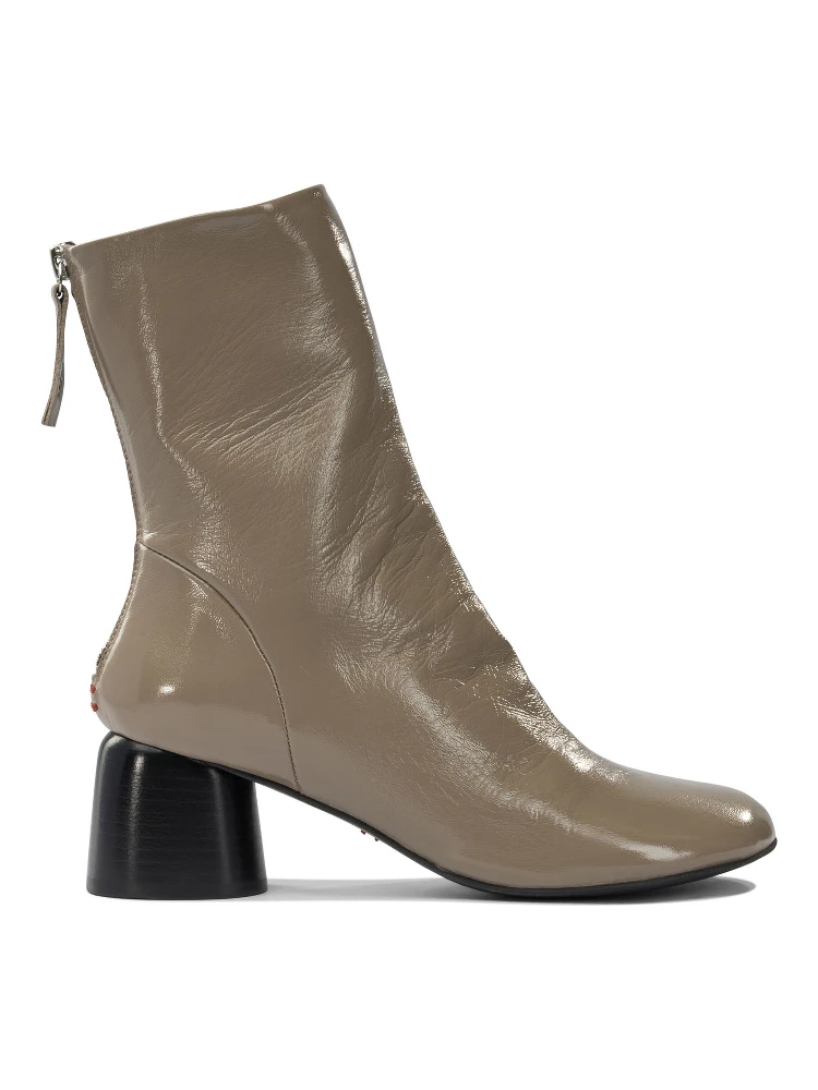 Leather zippered ankle boots