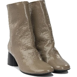 Leather zippered ankle boots