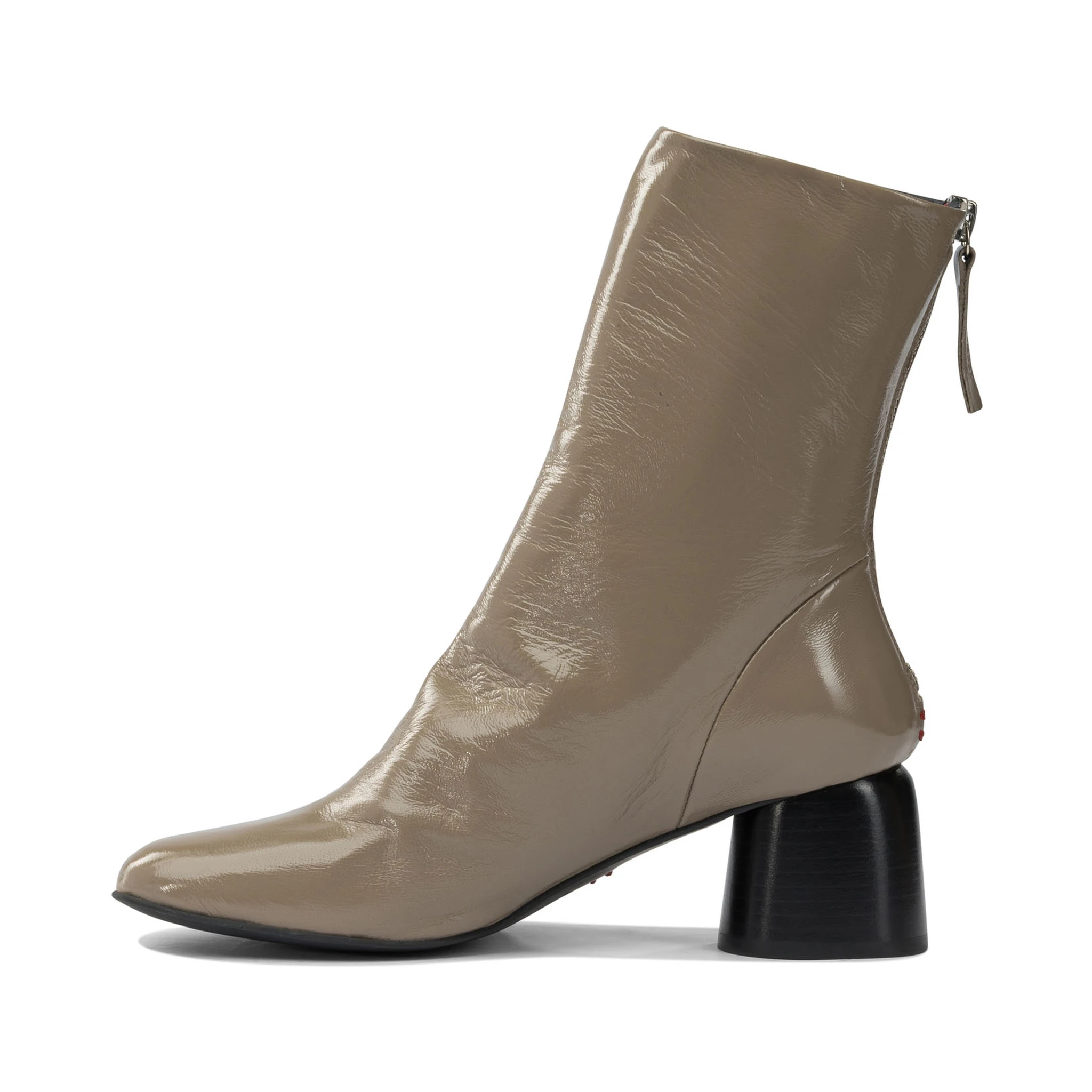 Leather zippered ankle boots