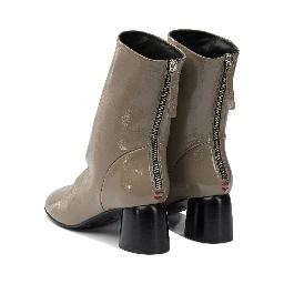 Leather zippered ankle boots