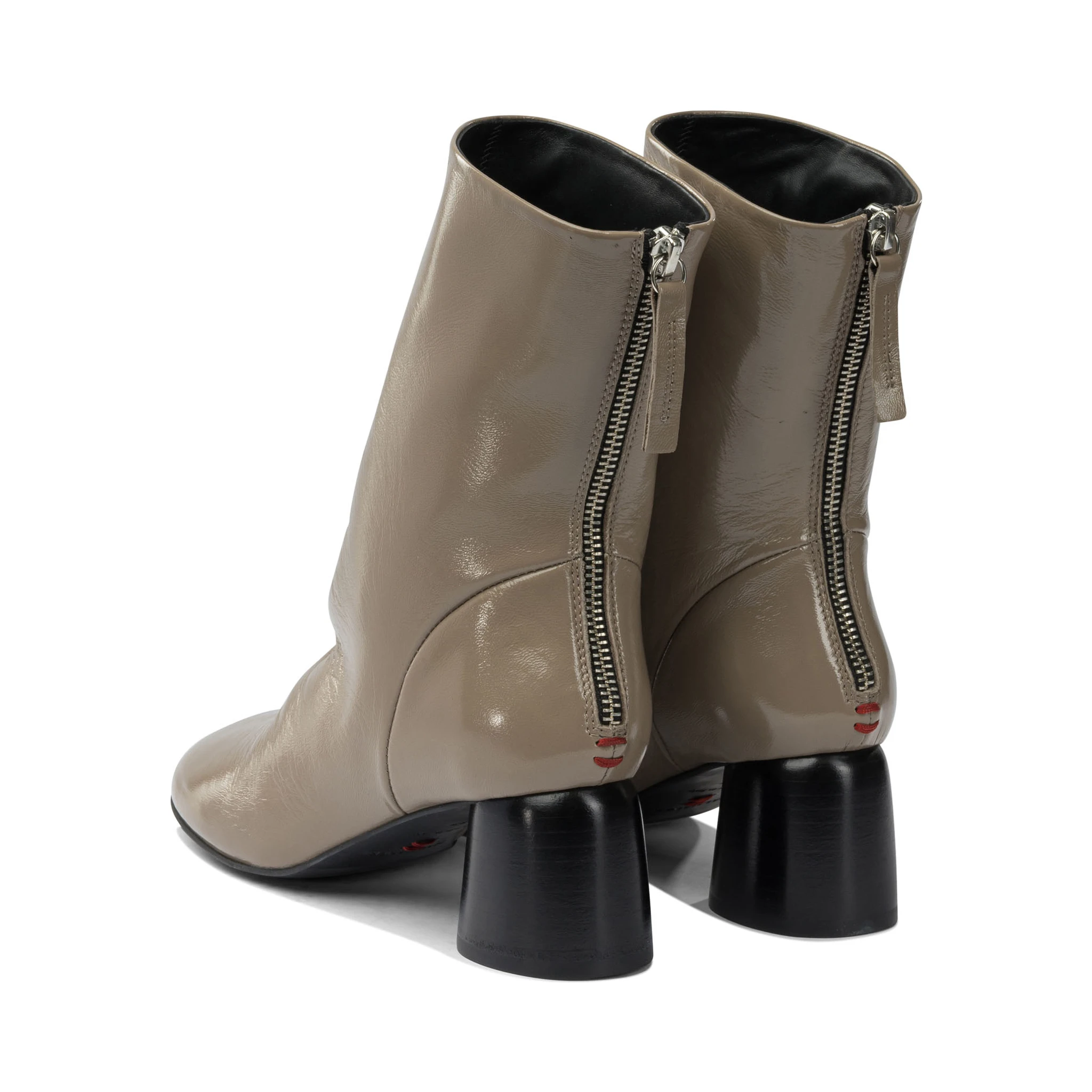 Leather zippered ankle boots