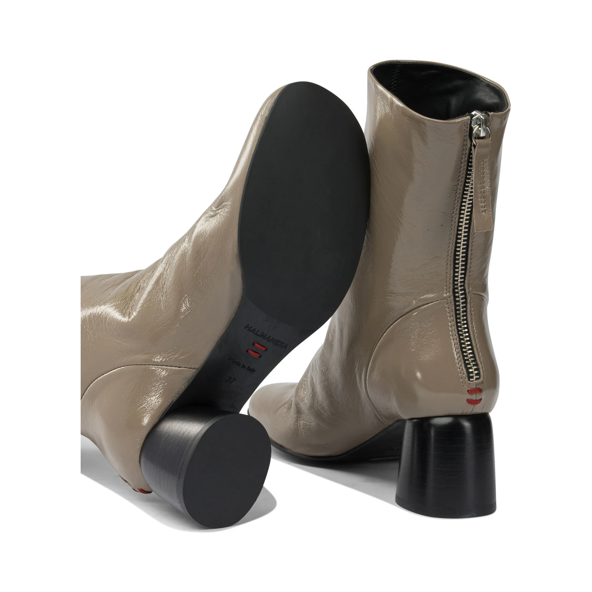 Leather zippered ankle boots