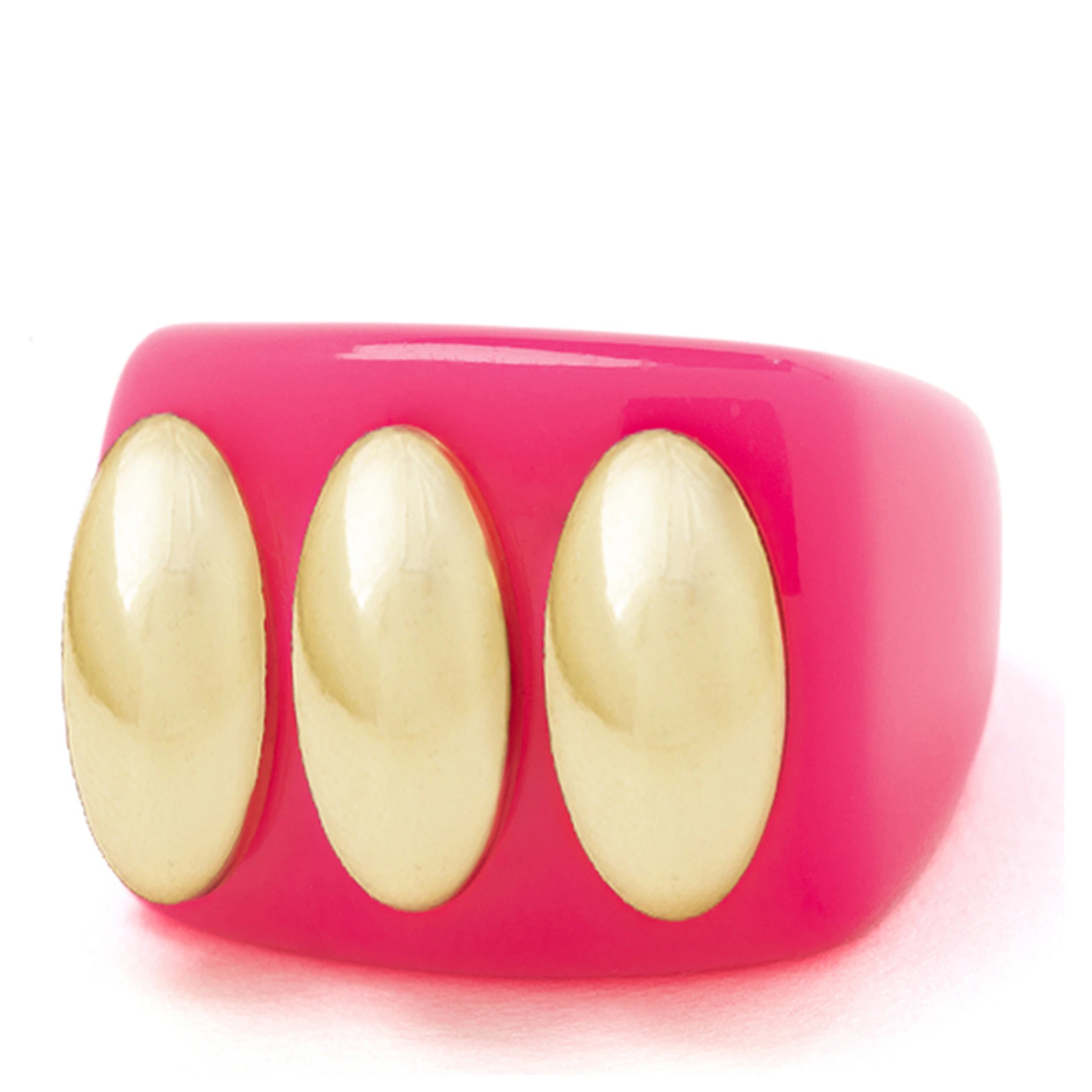 La Manso Womans Fluopink Knuckle Duster Pink Plastic Ring