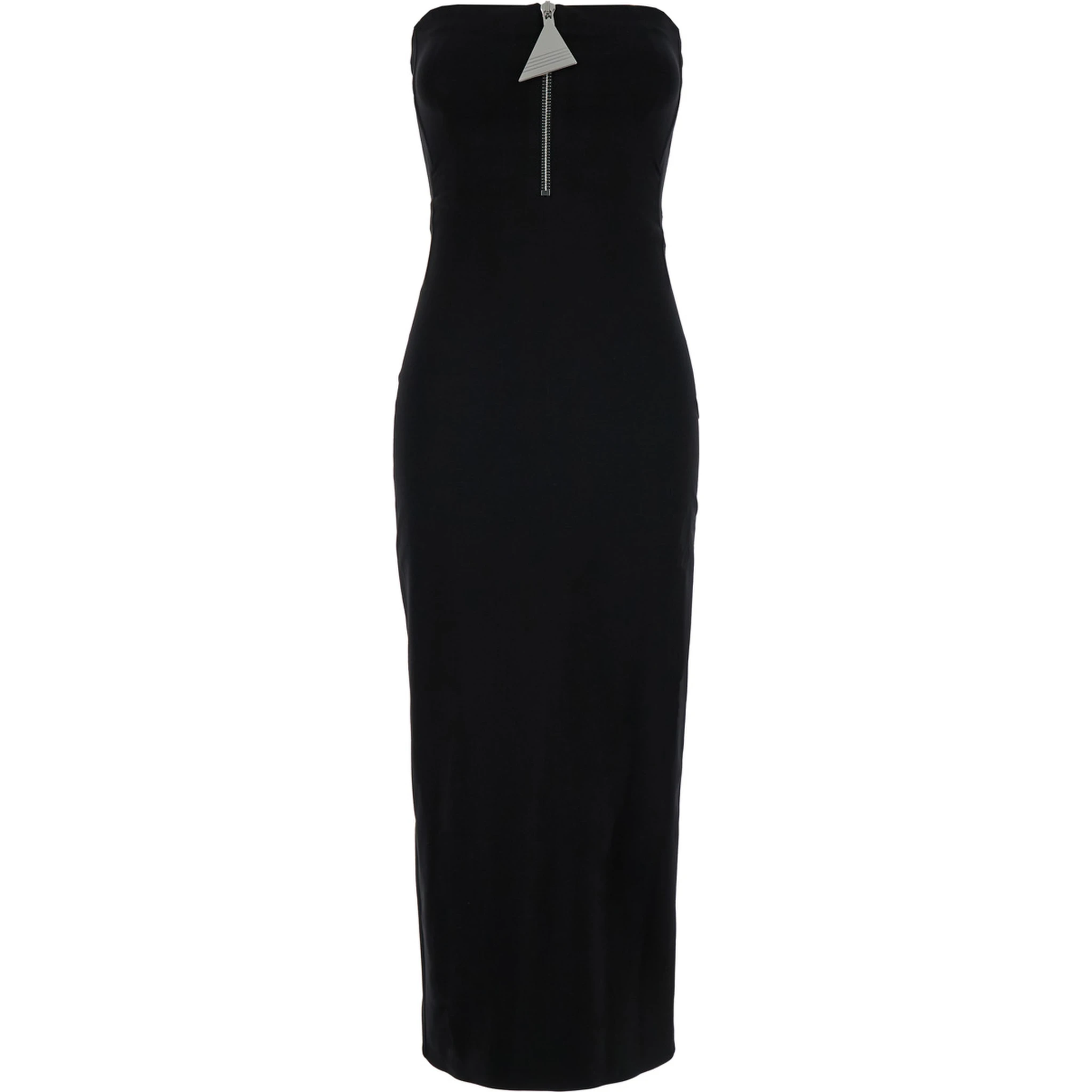 Black Bustier Dress with Decorative Zip in Tech Fabric Woman