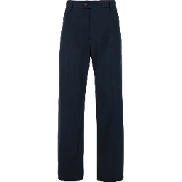 Blue Straight Tailored Pants in Cotton Man