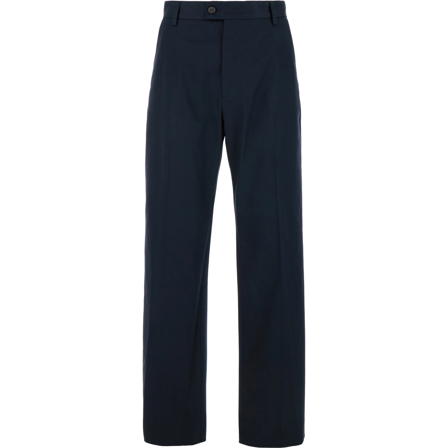 Blue Straight Tailored Pants in Cotton Man