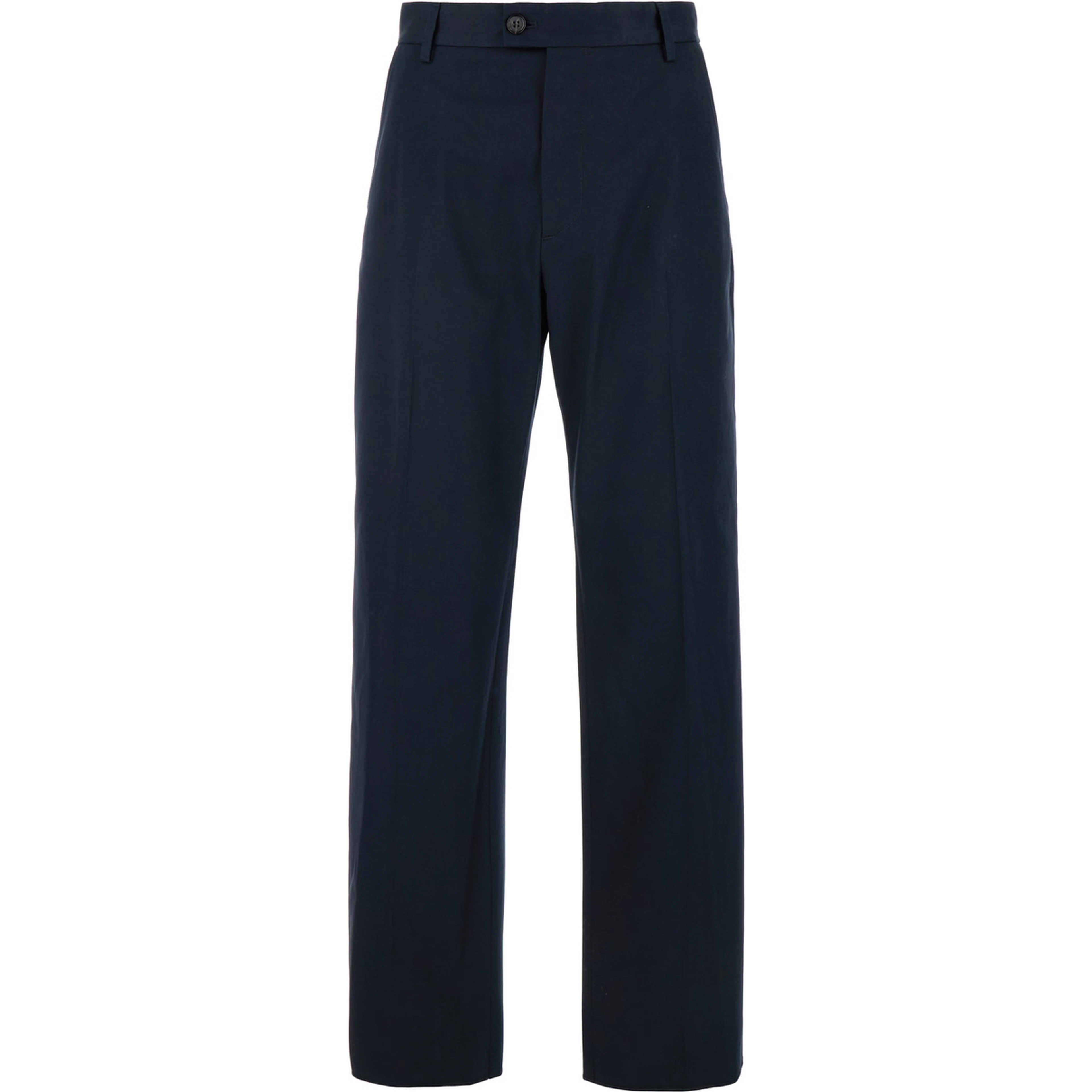 Blue Straight Tailored Pants in Cotton Man