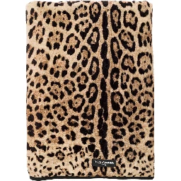 Multicolor Bath Towel wirh All-Over Leopard Print in Cotton Dolce & Gabbana