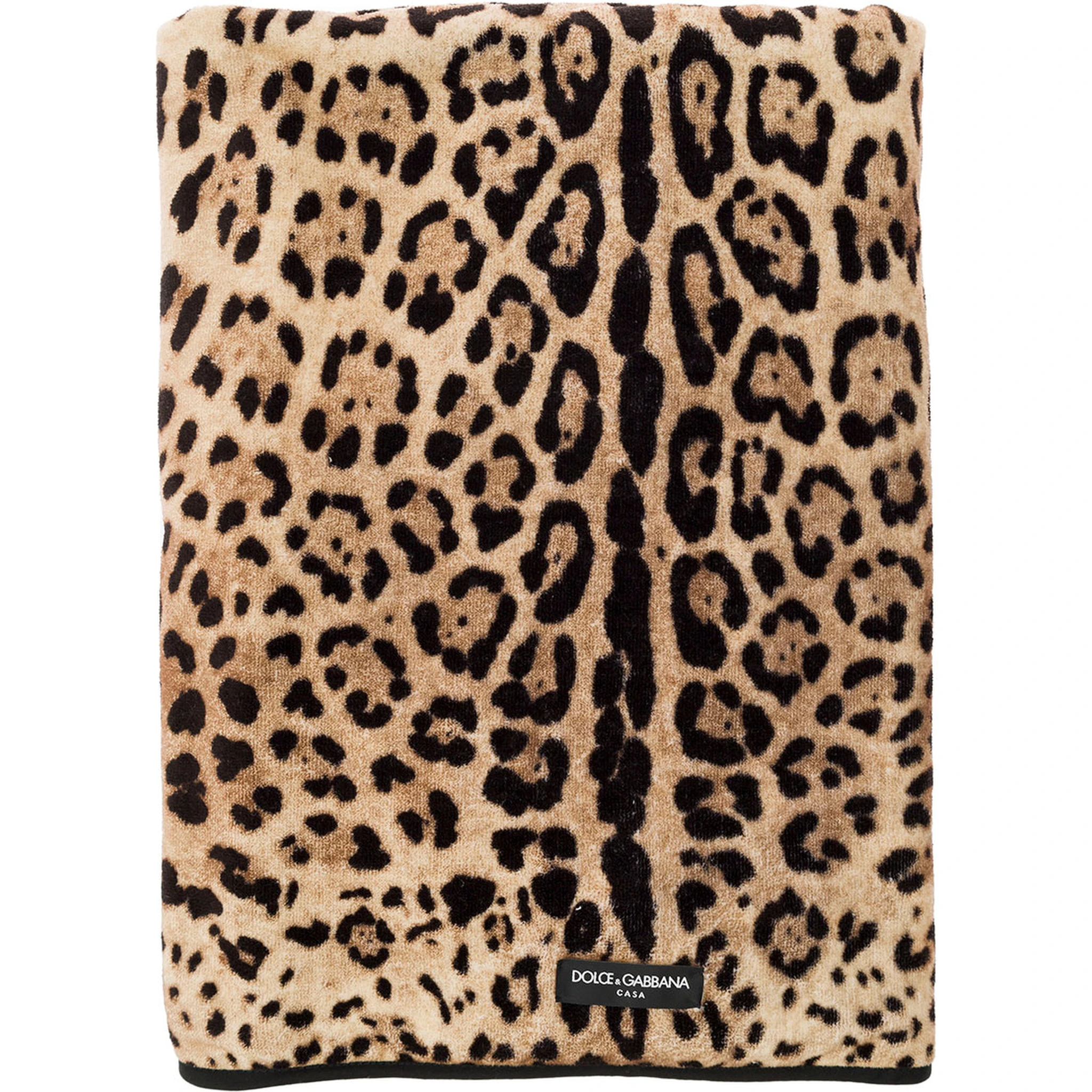Multicolor Bath Towel wirh All-Over Leopard Print in Cotton Dolce & Gabbana