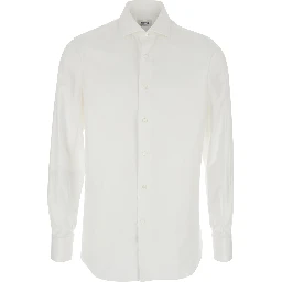 White Shirt with Classic Collar in Cotton Man