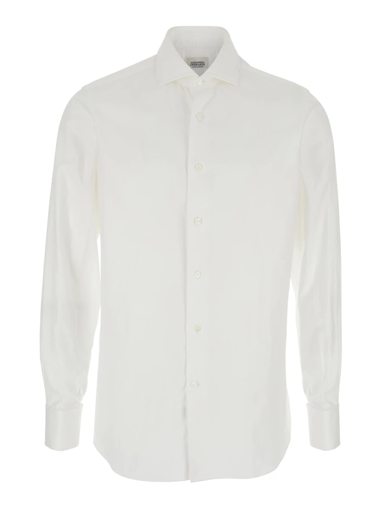 White Shirt with Classic Collar in Cotton Man