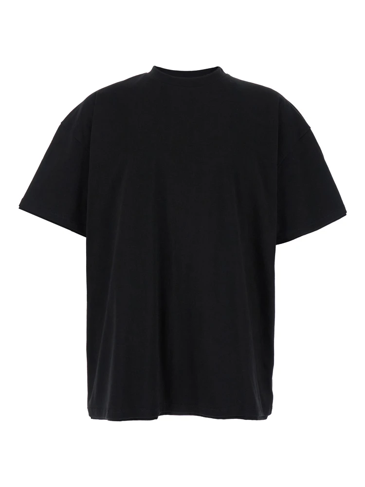 Black Double-Layers T-shirt in Cotton Man