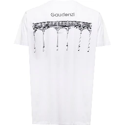 Gaudenzi Man White Cotton T-shirt with  Logo Print