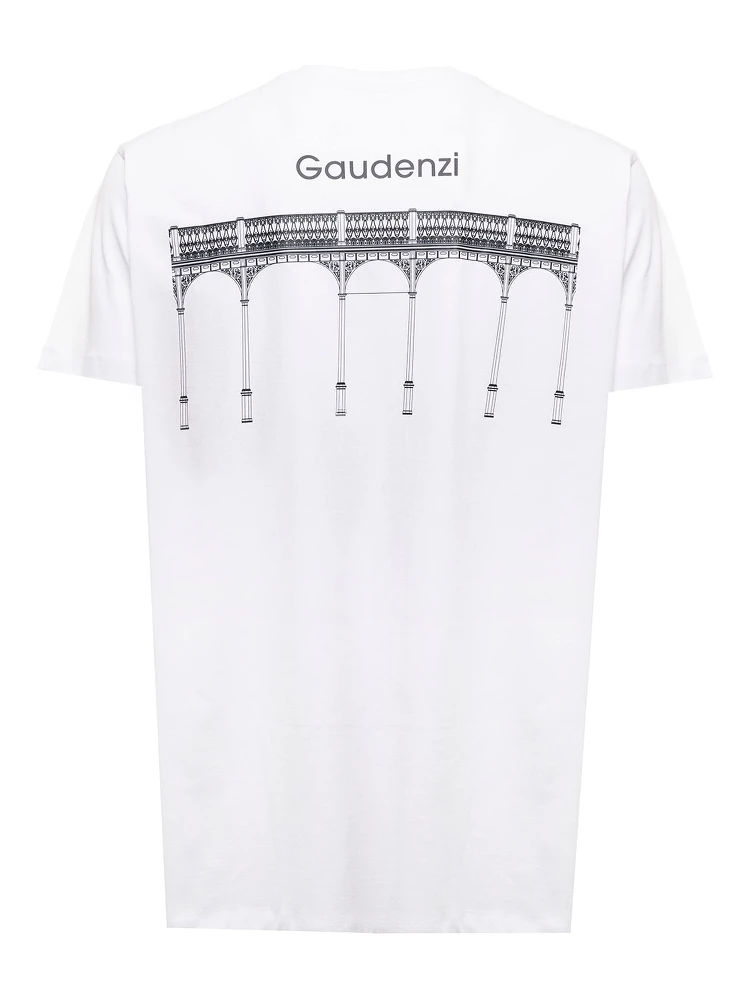 Gaudenzi Man White Cotton T-shirt with  Logo Print
