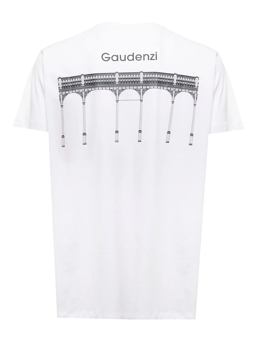 Gaudenzi Man White Cotton T-shirt with  Logo Print
