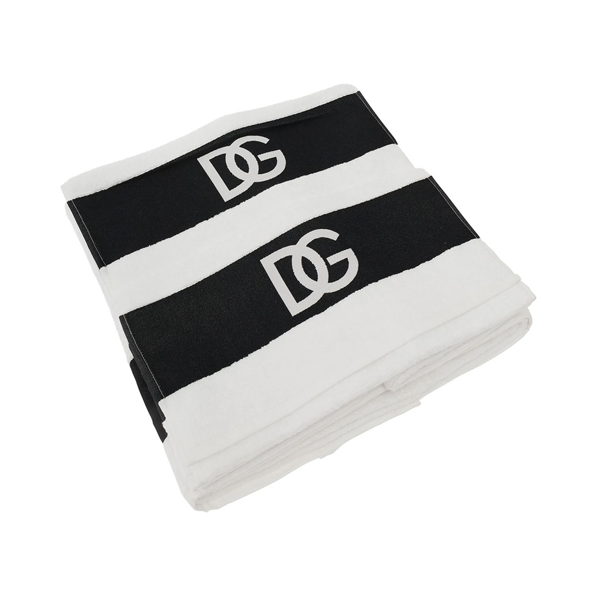 White Set of Five Towels with DG Logo in Terry Cotton