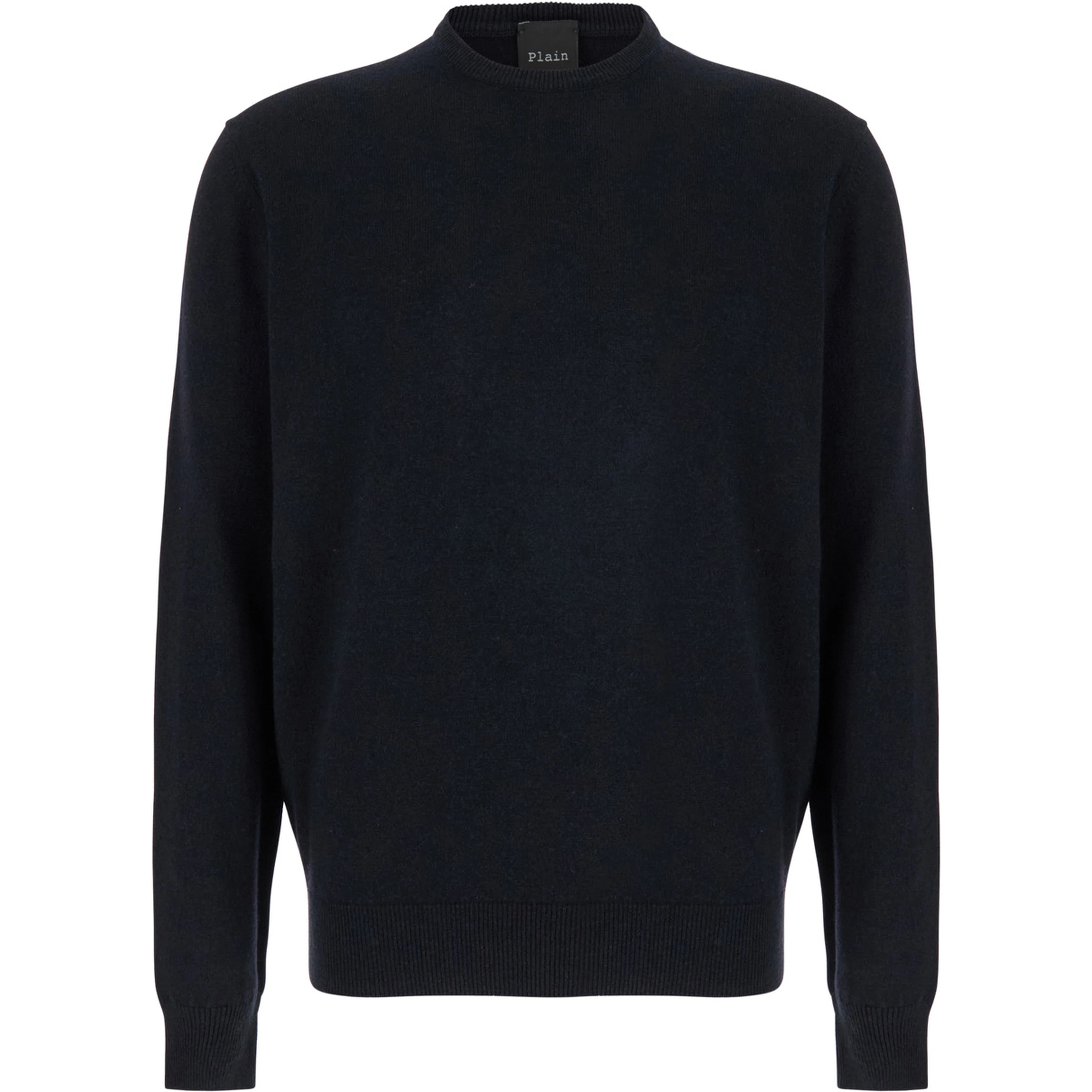 Dark Blue Crewneck Sweater in Merino Wool and Silk Blend Man