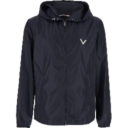 Blue Jacket with VLogo Detail in Nylon Man