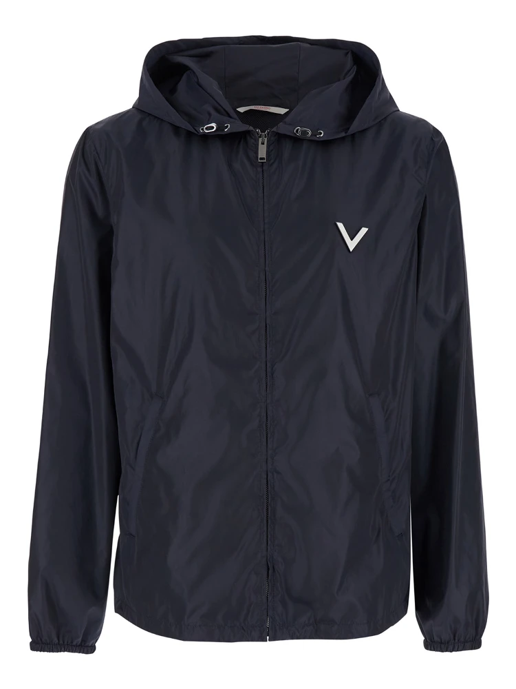 Blue Jacket with VLogo Detail in Nylon Man