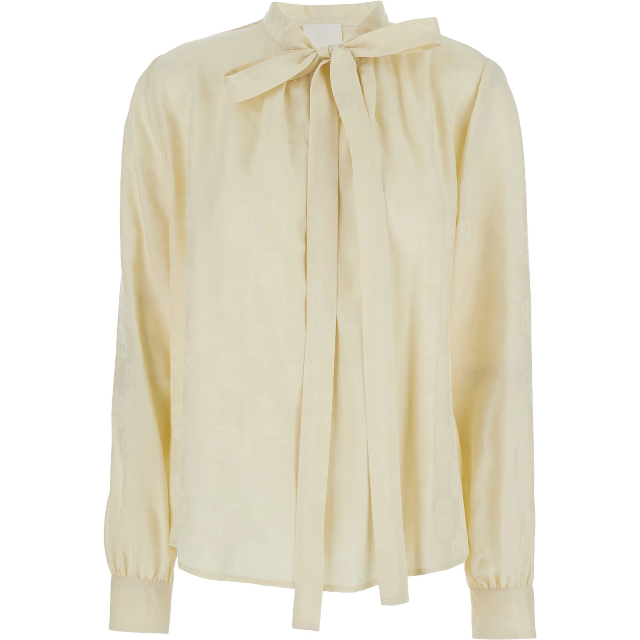 Beige Pussy Bow Blouse in Blend Silk Woman