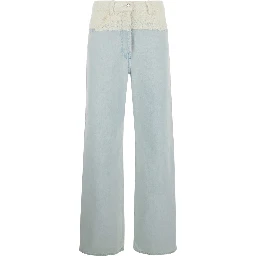 Blue Jeans with Tweed Waist in Denim Woman