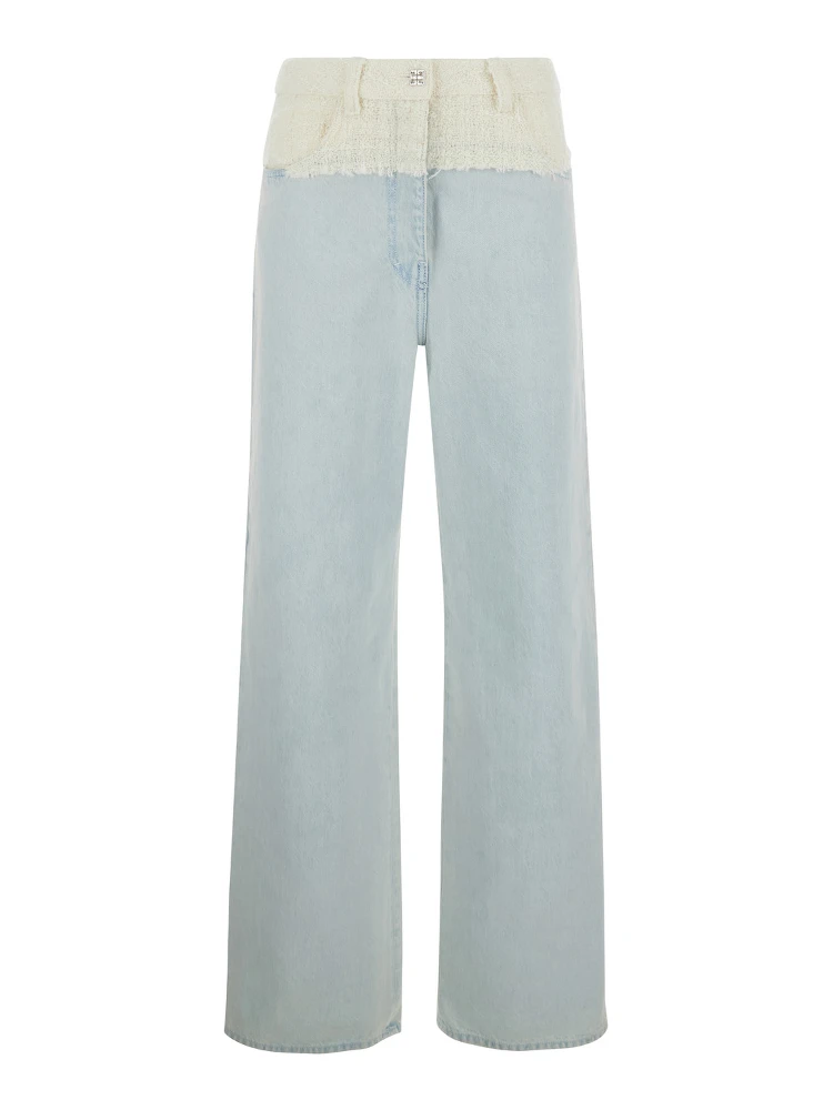 Blue Jeans with Tweed Waist in Denim Woman
