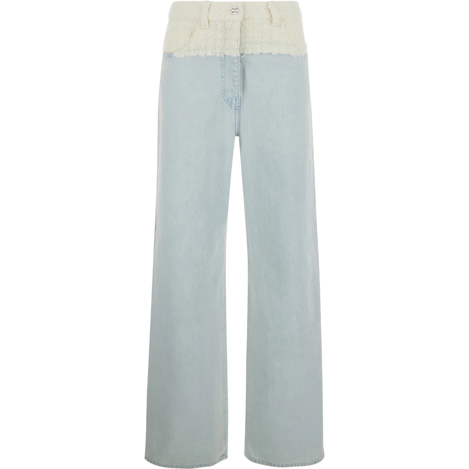 Blue Jeans with Tweed Waist in Denim Woman