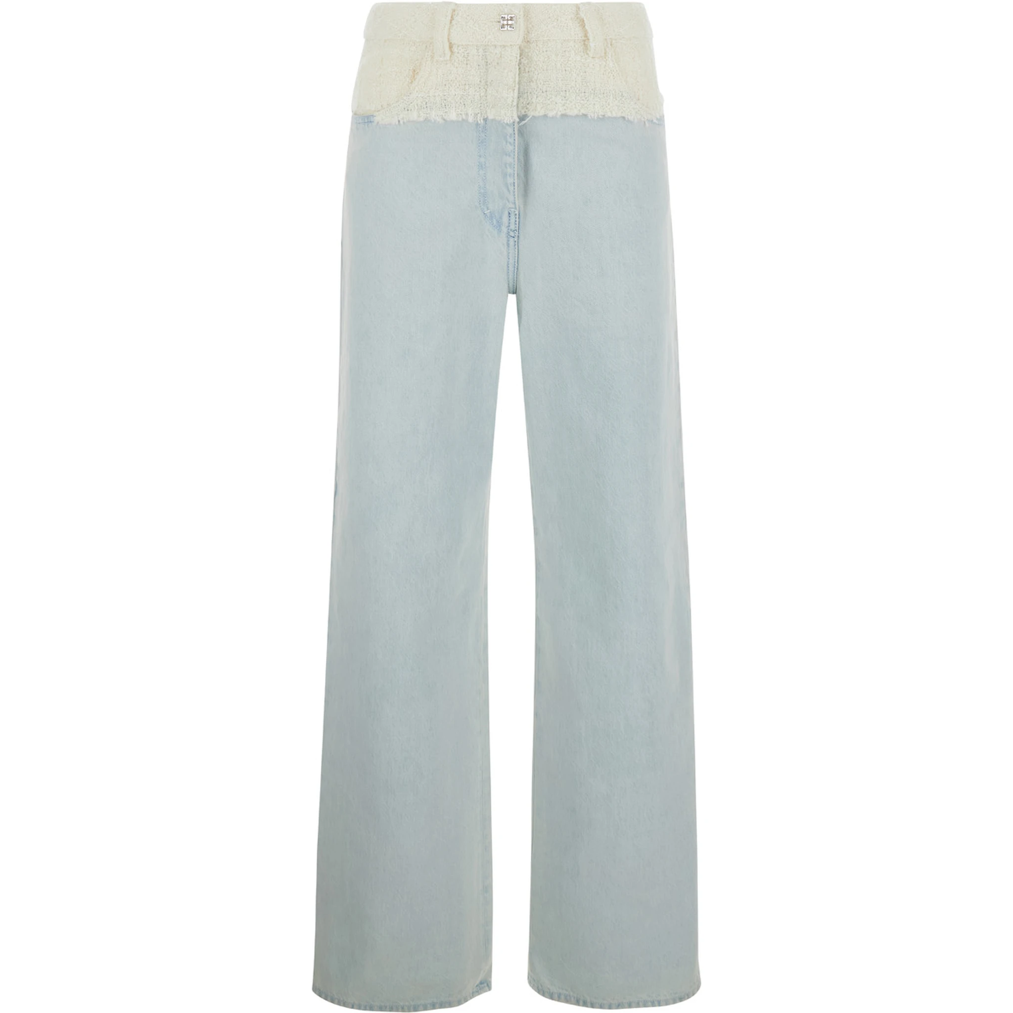 Blue Jeans with Tweed Waist in Denim Woman