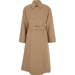 Beige Double Breasted Trench with Belt in Wool Man