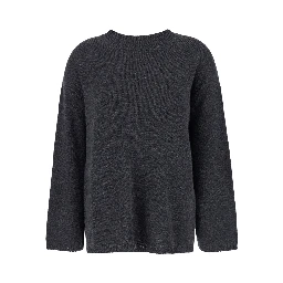 Grey Relaxed Crewneck Sweater in Cashmere Woman
