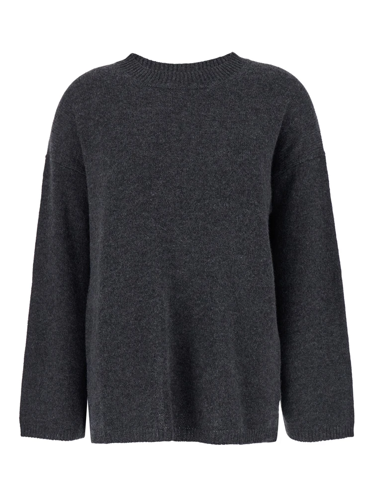 Grey Relaxed Crewneck Sweater in Cashmere Woman