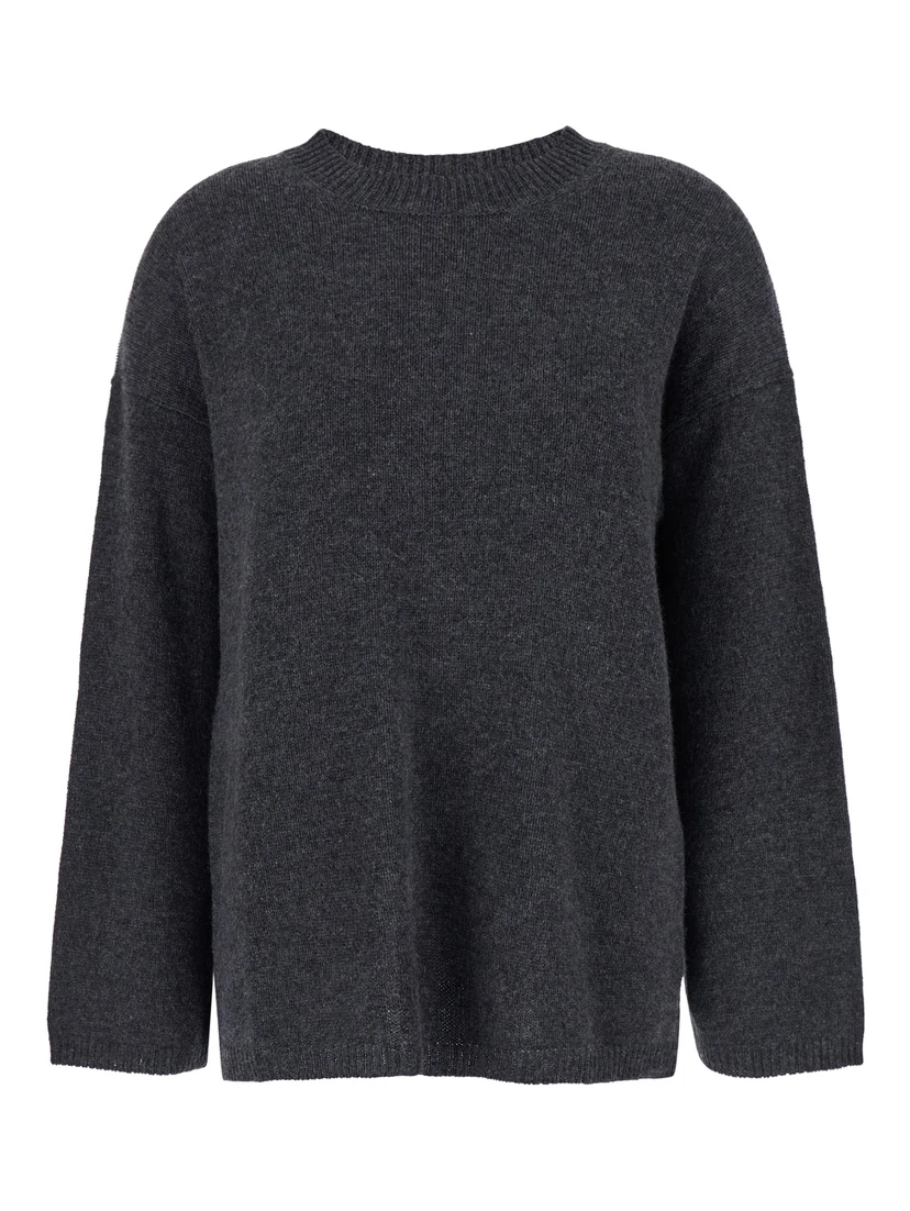 Grey Relaxed Crewneck Sweater in Cashmere Woman